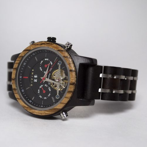 Luxury Wooden Watch Ebony x Zebrano Bezel