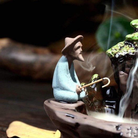 Old Man Fishing At The Waterfall Incense Holder - SOUL IMPACTFUL