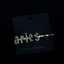 Aries diamond gold old english hair pin