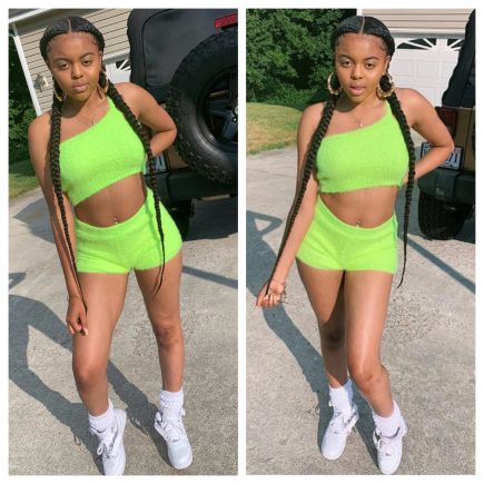 green two piece short set