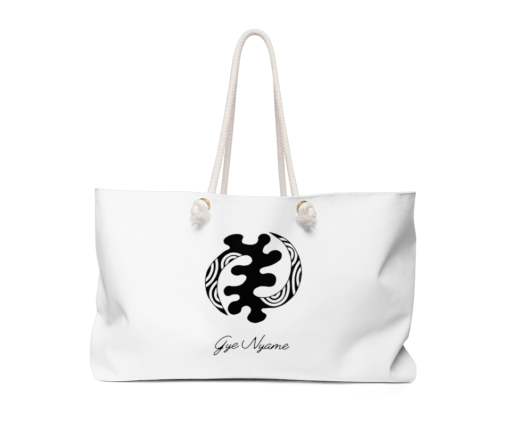 Gye Nyame Adinkra Symbol White Weekender bag