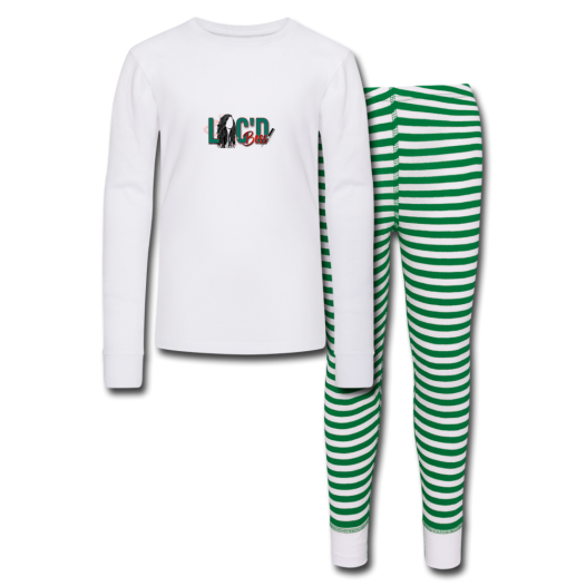 Kids’ Pajama Set - white/green stripe