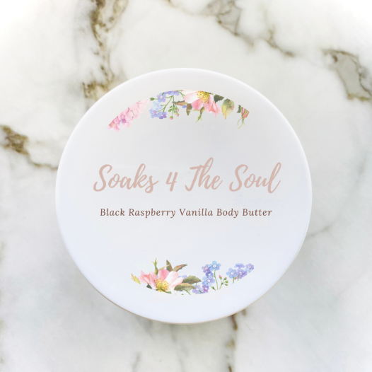 black raspberry vanilla body butter label